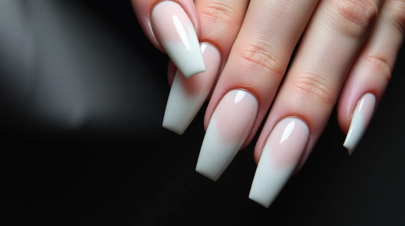 create an image of white ombre nail designs with text overlay 10 White Ombre Nail Ideas for Winter and Beyond